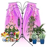 Mefflypee Grow Lights for Indoor Plants, LED Grow Light Stand, Red Blue Yellow Full Spectrum Plant Lamp with Adjustable Tripod, Color Changing Dimmable Vegetative Lamp with Auto On Off Timer (Type A)