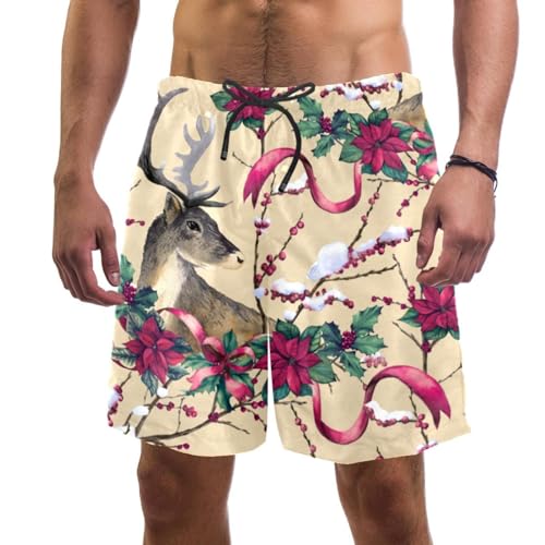 Short de bain homme renne vintage au séchage rapide pour la plage