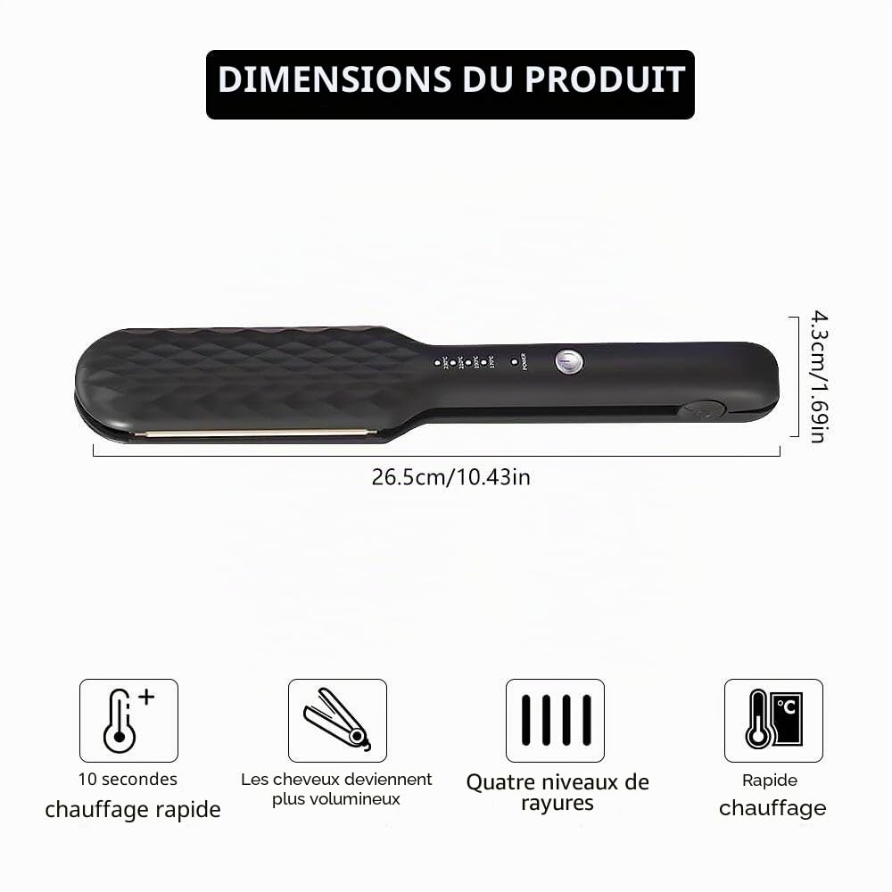 Fer à Gaufrer les Cheveux Cheveux, Gaufrière Reglable en Température, Chauffage Rapide, Pour Cheveux Longs et Courts, Donner du Volume