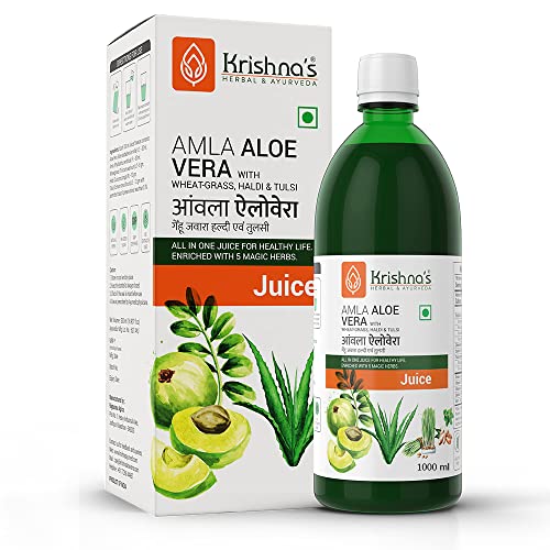 Krishna’s Amla Aloe Vera Wheat-grass, Haldi & Tulsi Juice – 1000 ml (Pack of 1) | Powerful Antioxidant | Enriched with Vitamin C | All in one health drink with Aloe Vera, Amla, Haldi, Tulsi & Wheatgrass Krishna’s Amla Aloe Vera Wheat-grass, Haldi & Tulsi Juice – 1000 ml (Pack of 1) | Powerful Antioxidant | Enriched with Vitamin C | All in one health drink with Aloe Vera, Amla, Haldi, Tulsi & Wheatgrass