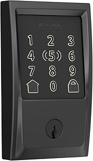 Schlage BE499WB CEN 622 Encode Plus WiFi Deadbolt Smart Lock with Apple Home Key, Keyless Entry Door Lock with Century Trim, Matte Black