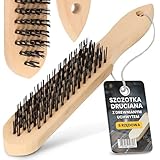 Instalguru Drahtbürste 6-Reihig Handdrahtbürste Metallbürste Reinigungsbürste Stahldraht Holzgriff Rostentfernung Metall Blech Holz Stein Reinigung Rost Entfernen