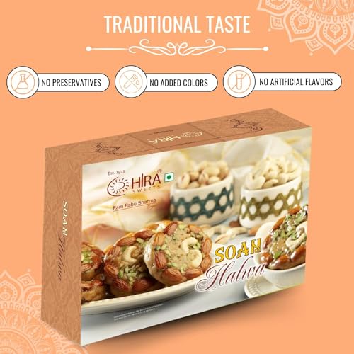 Image of Hira Sweets Soan Halwa (500g) | Made with Pure Desi Ghee | Traditional Indian Sweet | No Artificial Colors or Flavors | Ideal Festival Sweet Gift Pack for Loved Ones