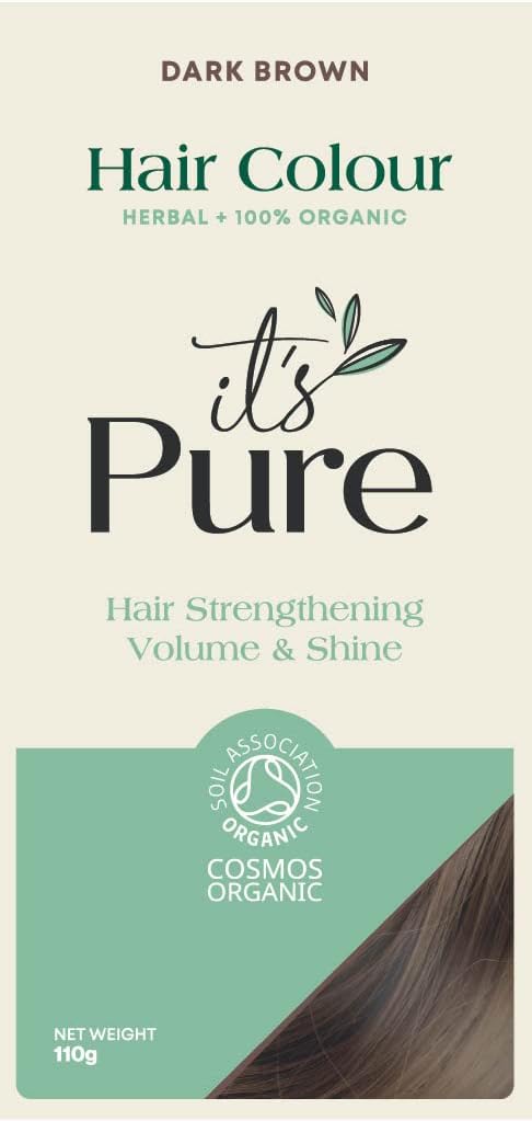 Organic Hair Dye - It's Pure Organics Herbal Hair Colour Dark Brown