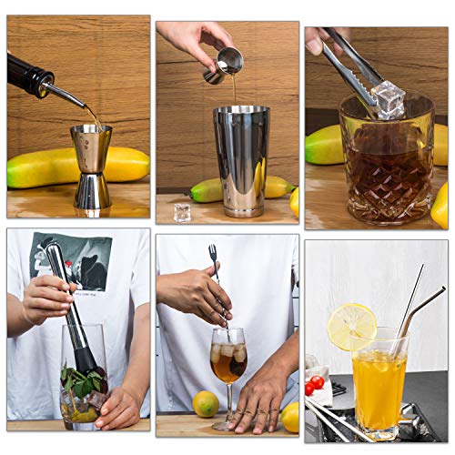 X-cosrack Boston Bar Sets mit drehbarem Ständer: 19 Stück Cocktail Shaker Sets aus Edelstahl, für Home Barkeeper Kit… - Image 5