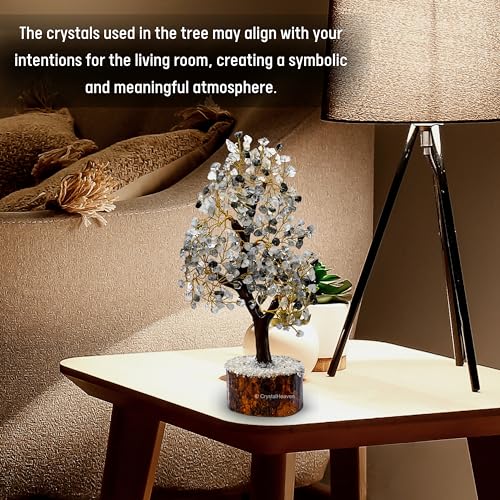 Image of Certified Black Rutilated Quartz Crystal Tree for Good Luck - Healing Crystals Money Tree for Wealth, Positive Energy at Home Office - Decorative Spiritual Gifts for Vastu, House Warming