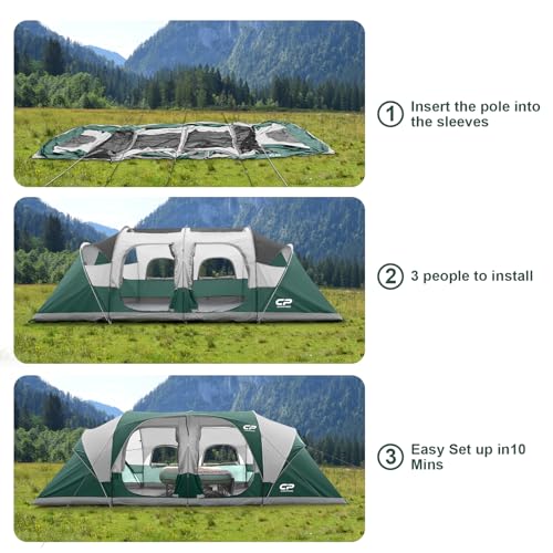 CAMPROS 12-Person 3 Room Family Tent