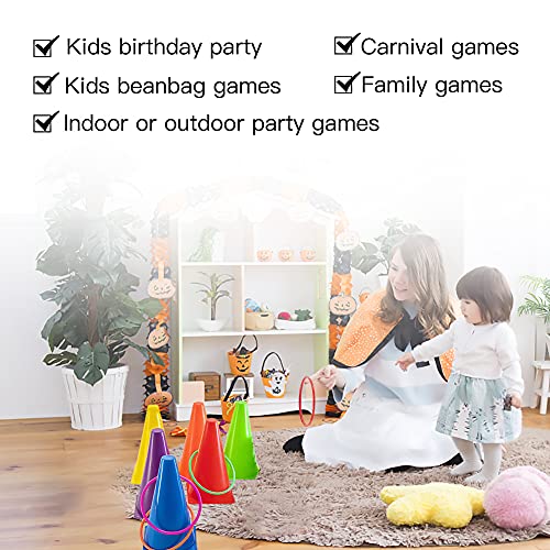 OOTSR 12 stücke Kunststoff Toss Ringe Set für Ring Toss Spiel, Drinnen draußen Kinder Target Übungsspiele, Party Favor Spiele, Karneval, Garten (6 Farben)