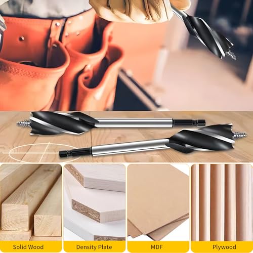 HPMAISON Wood Drill Bit Set, 8PCS Reaming Drill Auger Bit, 10mm,12mm,14mm,16mm,20mm,22mm,25mm,32mm, High Carbon Steel Fast Cut Woodworking Drill Bit for Soft & Hard Wood, Plastic 3 HPMAISON Wood Drill Bit Set, 8PCS Reaming Drill Auger Bit, 10mm,12mm,14mm,16mm,20mm,22mm,25mm,32mm, High Carbon Steel Fast Cut Woodworking Drill Bit for Soft & Hard Wood, Plastic - Image 3