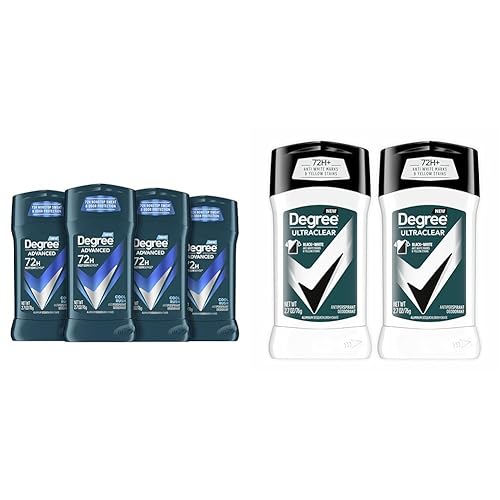 Degree Desodorante antitranspirante de protección avanzada para hombre, Cool Rush, 4 unidades y desodorante antitranspirante ultratransparente para