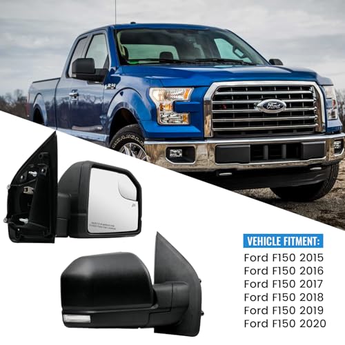 Convitex Pair Side Mirrors for Ford F150 2015 2016 2017 2018 2019 2020，Rear View Door Mirror Assembly with Heated Power Glass, Turn Signal Light and Blind Spot Mirror Glass by Convitex - Image 2