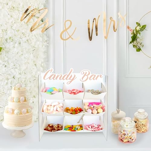 Candy Bar - Süßigkeiten Automat mit 9 Fächern und Zange - Candy Bar Zubehör Hochzeitsdeko Kaugummiautomat - Für Jelly Beans Gummibärchen Weingummi Jelly Fruit
