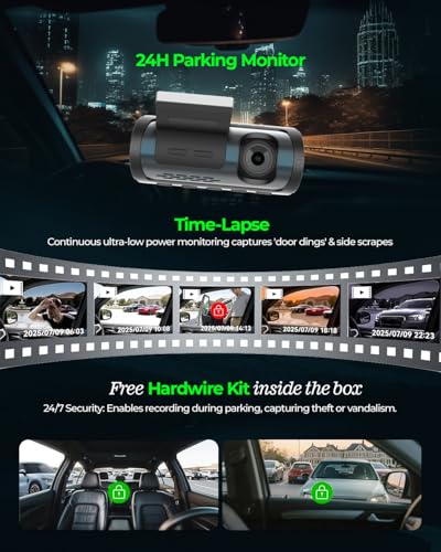 Image of PRONOD Dual Dash Cam for Car Front and Rear 4K + 1K | 3.18 inch IPS Touch Screen Car Dash Camera with ADAS, GPS, Night Vision, WiFi App Control | G-Sensor, 24H Parking Mode, Supports 512GB
