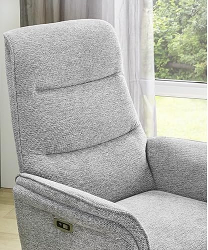 TV-Relaxsessel B74/H108/T89 cm mit zweimotorischer Verstellung, elektrische Relaxfunktion, Heizung im Rücken, Massagefunktion, Federkern und Wellenunterfederung, Chenille-Bezug in Grau / 15600 – Bild 7