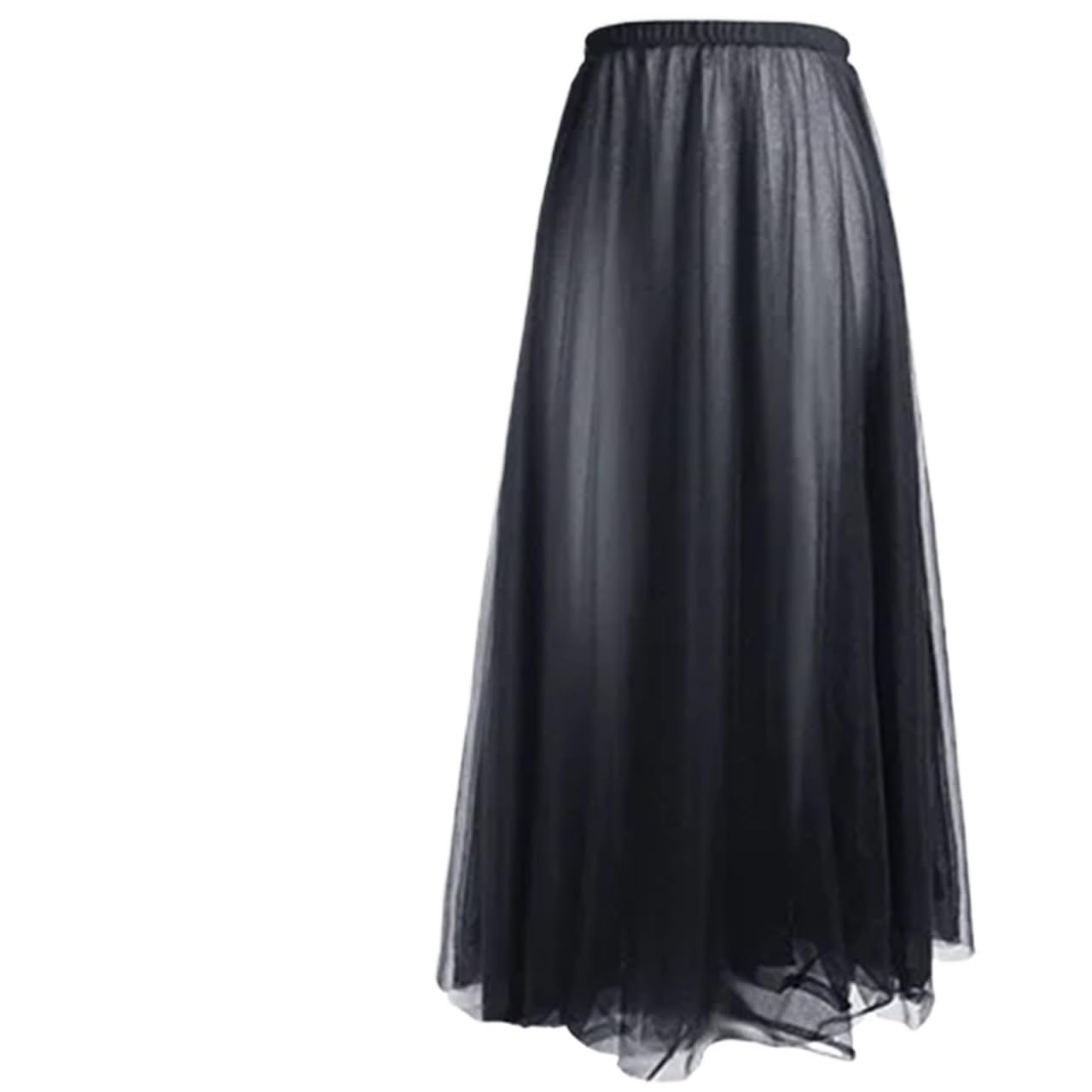 Jupe Longue Sexy et élégante en Mousseline de Soie for Femme, Jupe trapèze Tulle, Tutu, for soirée Mariage, Danse, Ballet, Bandage pour Danse(Black)