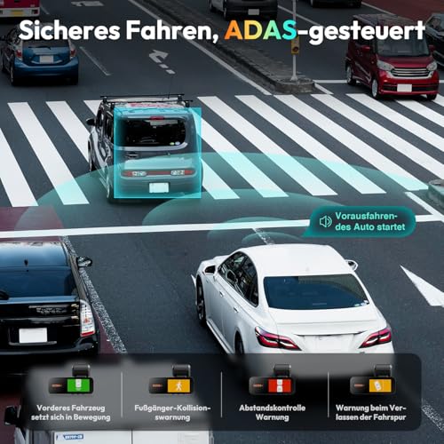 BOTSLAB Dashcam Auto Vorne Hinten, 4K Dashcam Auto GPS mit WiFi, Dual Autokamera mit 64GB SD Karte...