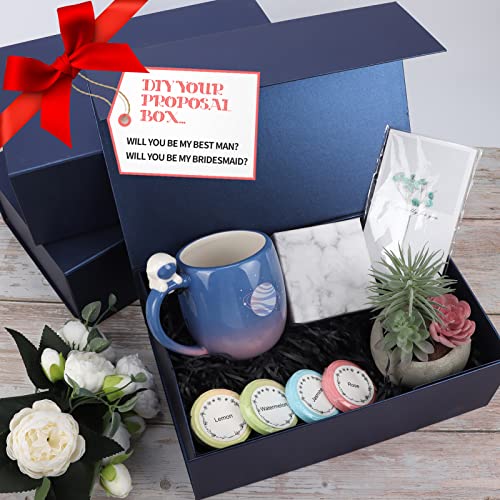 Giftgarden 4 Pack 12”X8”X4” Blue Gift Boxes With Magnetic Lids, Large Collapsible Gift Wrap Box Magnet Clourse For Presents, Mothers Day, Birthday, Wedding, Bridesmaid Groomsman Proposal Box #TOP7