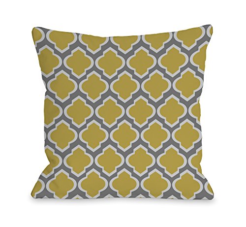 One Bella Casa Macy Moroccan Outdoor Throw Pillow by OBC, 18"x 18", Gray/Oil