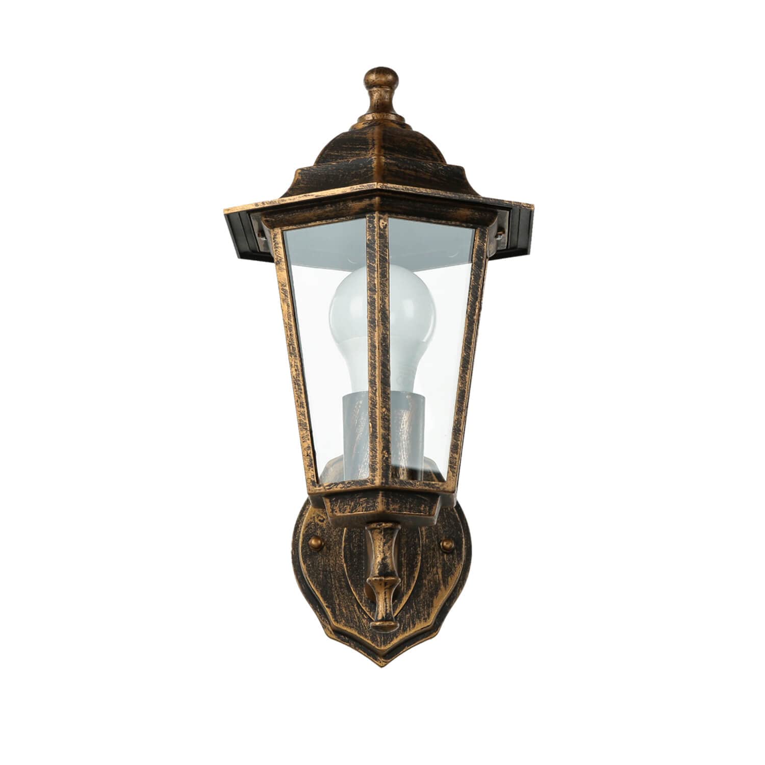 Licht-Erlebnisse Lampada da parete con braccio Paris stile retrò rame antico IP44 impermeabile in alluminio Applique per giardino cortile balcone viale di ingresso
