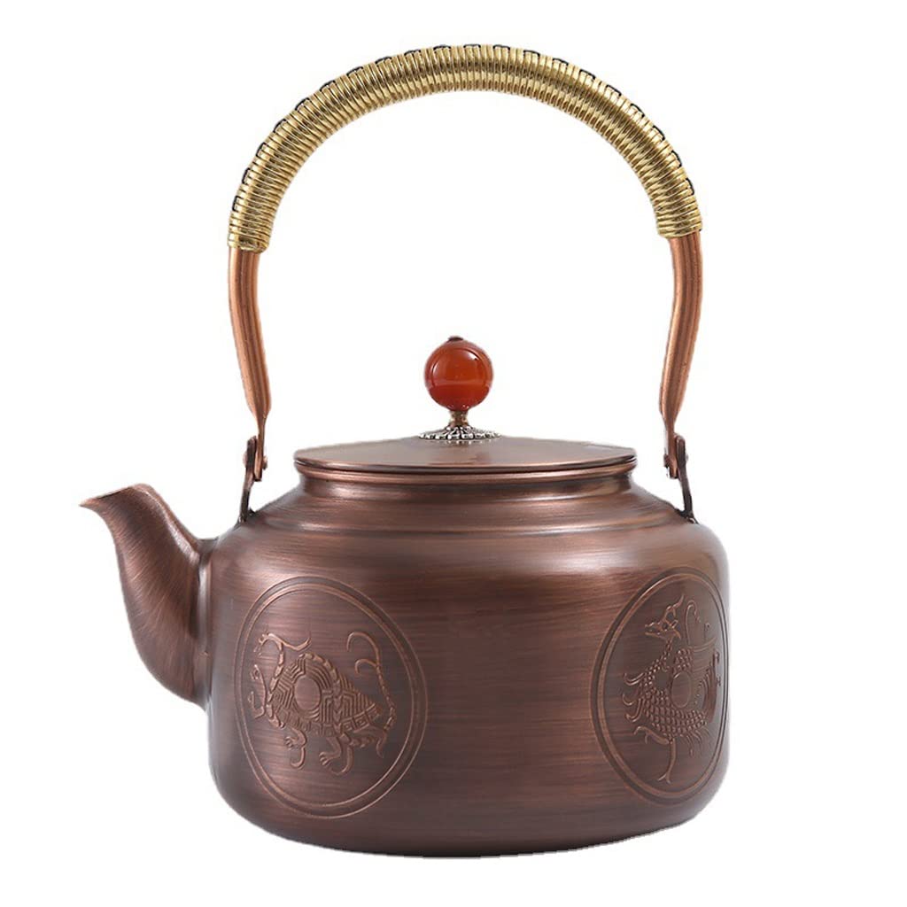 NEBE Tetera Olla de Cobre auspiciosa Creativa, Barril Recto con Tapa, Tetera de Regalo, Juego de té de Oficina, Olla de Cobre for hostelería Teapot