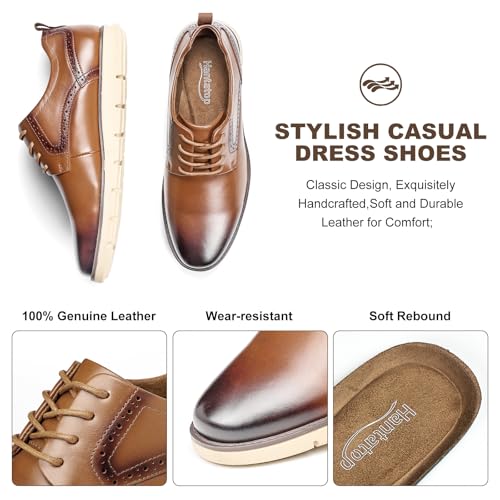 Mens Casual Dress Shoes Genuine Leather Plain Toe Mens Dress Sneakers Lightweight Comfortable Business Casual Oxford Shoes for Men2