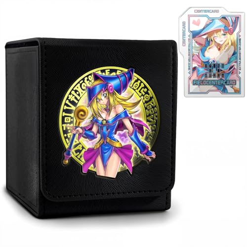 Card Deck Box for YGO MTG 3D sculpted relief Deck Box 110 Card Storage Trading Games Leather Storage with divider (Dark Magician Girl)