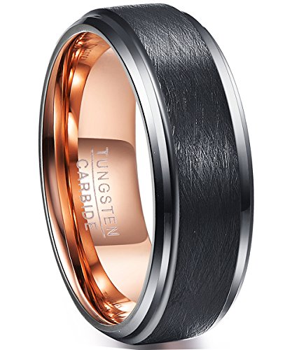 NUNCAD Basic 8mm Mens Tungsten Promise Band for Men Women Mens Bands Black Matte Finish Polished Edges Comfort Fit Size 10
