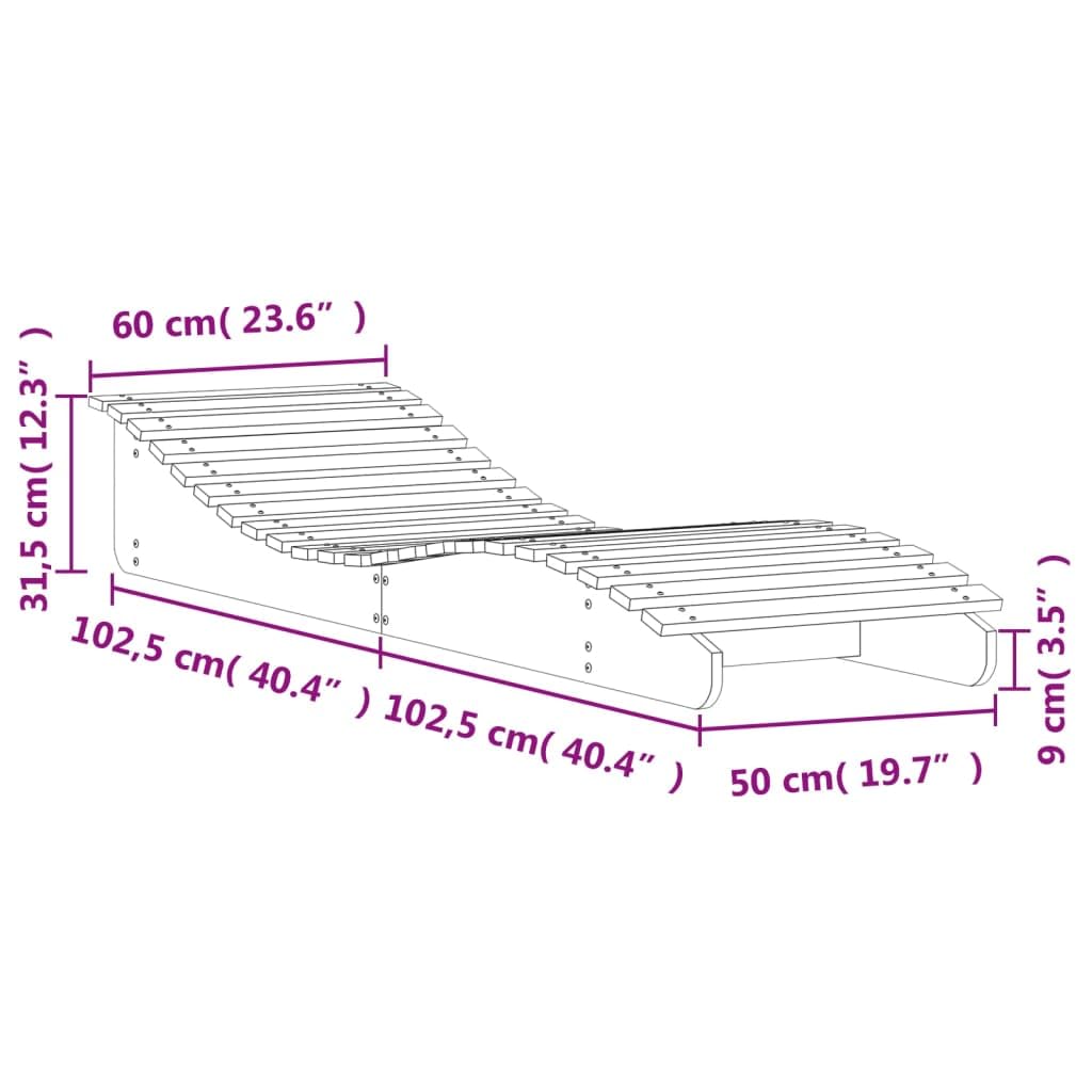 Gartenliege Holz 205x60 cm Ergonomische Sonnenliege Pool | Komfortable Holzliege aus massivem Douglasienholz in S-Form für entspannte Stunden auf der Terrasse oder am Pool.