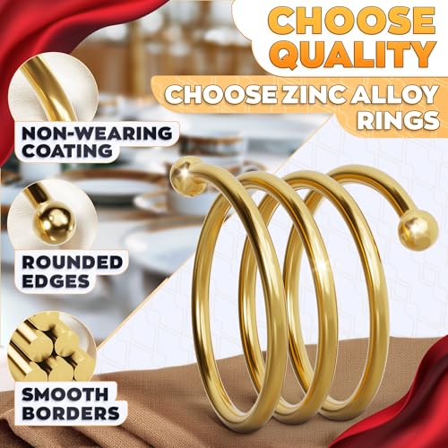 Image of Gold Napkin Rings Set of 8 - Easter Napkin Rings with Elegant Spiral Design | Durable Metal & Shiny Gold Finish | Great for Weddings, Holidays & Everyday Use | Festive Easter Holiday Table Decoration