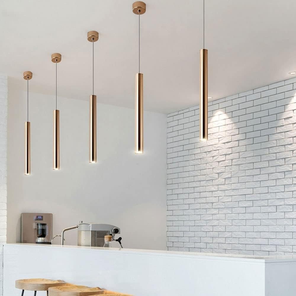 Nordic Gold Aluminium Długa lampa wisząca, regulowana, idealna do sypialni lub stolika nocnego. Oświetlenie wewnętrzne z ciepłym białym światłem 4000K, długość 50 cm