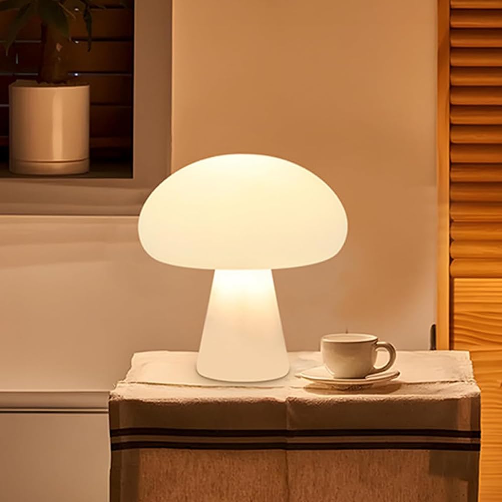 AoLa LED Pilz Lampe Pilz Tischlampe mit Schalter und Stecker Moderne 3 Farben 3000K/4000K/6000K lnnen Tischleuchte Weiß Mushroom Lampe Nachttischlampe Deko Nachtlicht für Schlafzimmer Restaurant
