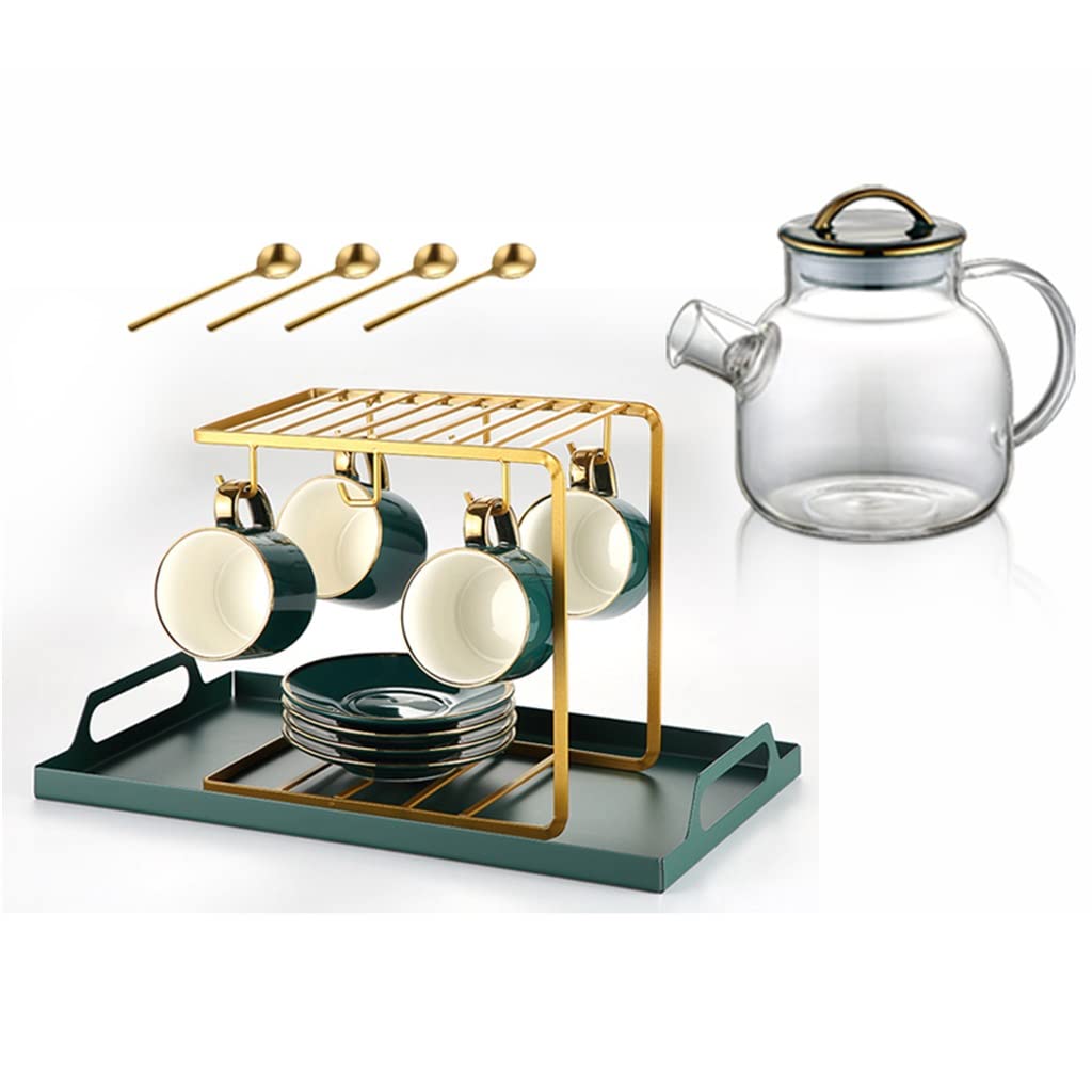 Tyuhduyur D Tea Cup Glass Kettle Europ Househol Ceramic Nordic Coffee Cup An Saucer Utensils Afternoon Tea Set ( As The Picture Shows)