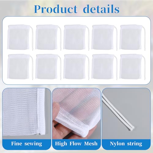 Image of QfwdfcTrenz 10PCS Aquarium Filter Media Bags for Activated Carbon, 4 inch X 3.5 inch Mesh Filter Bags for Aquarium, Carbon Filters Bag for Aquariums, High Flow Aquariums Mesh Media Filters Bag