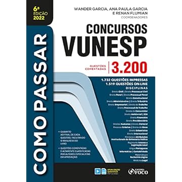 Capa do livro COMO PASSAR EM CONCURSOS DA VUNESP - 3.200 QUESTÕES - 6ª ED -2022