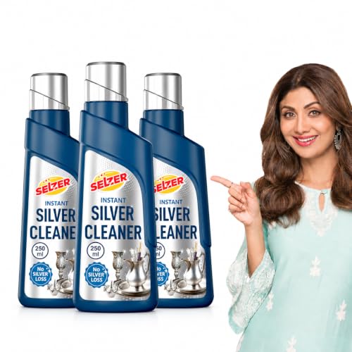 Image of Selzer Instant Silver Cleaner 250 ml Each | Pack of 3 | Silver Dip Cleaning Liquid for Jewellery, Articles & Silverware | Helps Remove Tarnish & Restore Shine