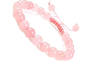Adjustable Macrame Bracelets with Healing Gemstone Crystal Beads in Pink