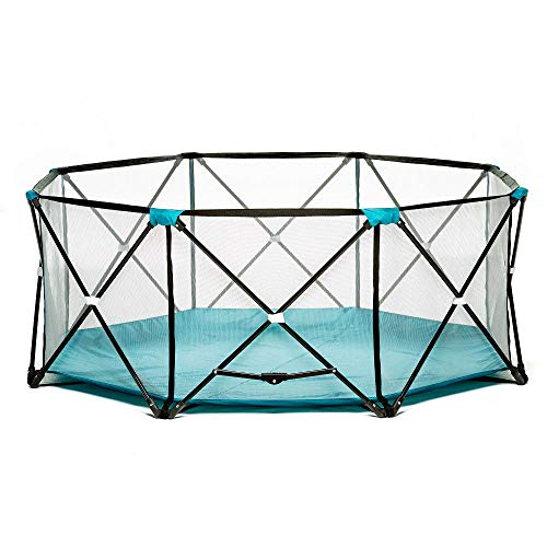 Regalo My Play Deluxe Extra Large Portable Play Yard Indoor and Outdoor, Bonus Kit, Washable, Teal, 8-Panel