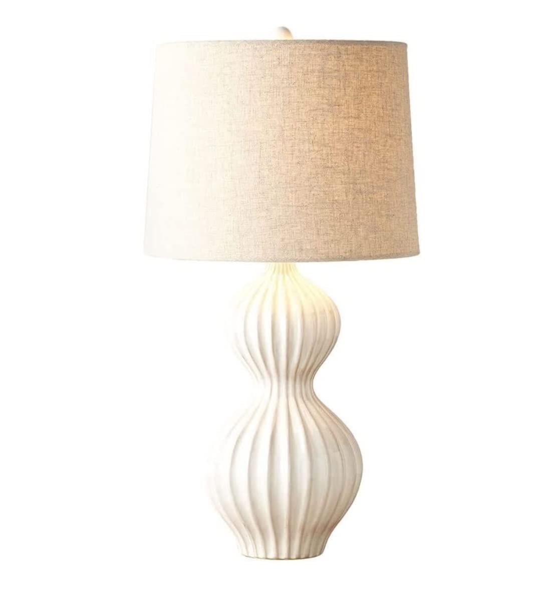 Lampa Stołowa Lampa stołowa w błyszczącej białej ceramice z białym abażurem Ceramiczna lampka nocna Lampka Do Domowego(Remote control switch)
