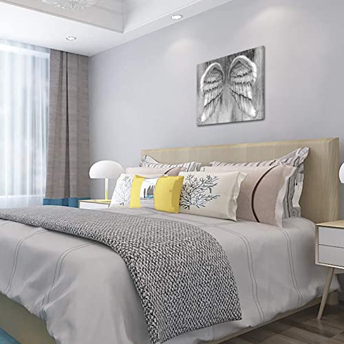 Skenoart Black And White Angel Wings Canvas Wall Art Painting Abstract Artistic Pictures For Home Bedroom Living Room Contemporary Bathroom Wall Decoration Print Gift 24X24 Inches #TOP3