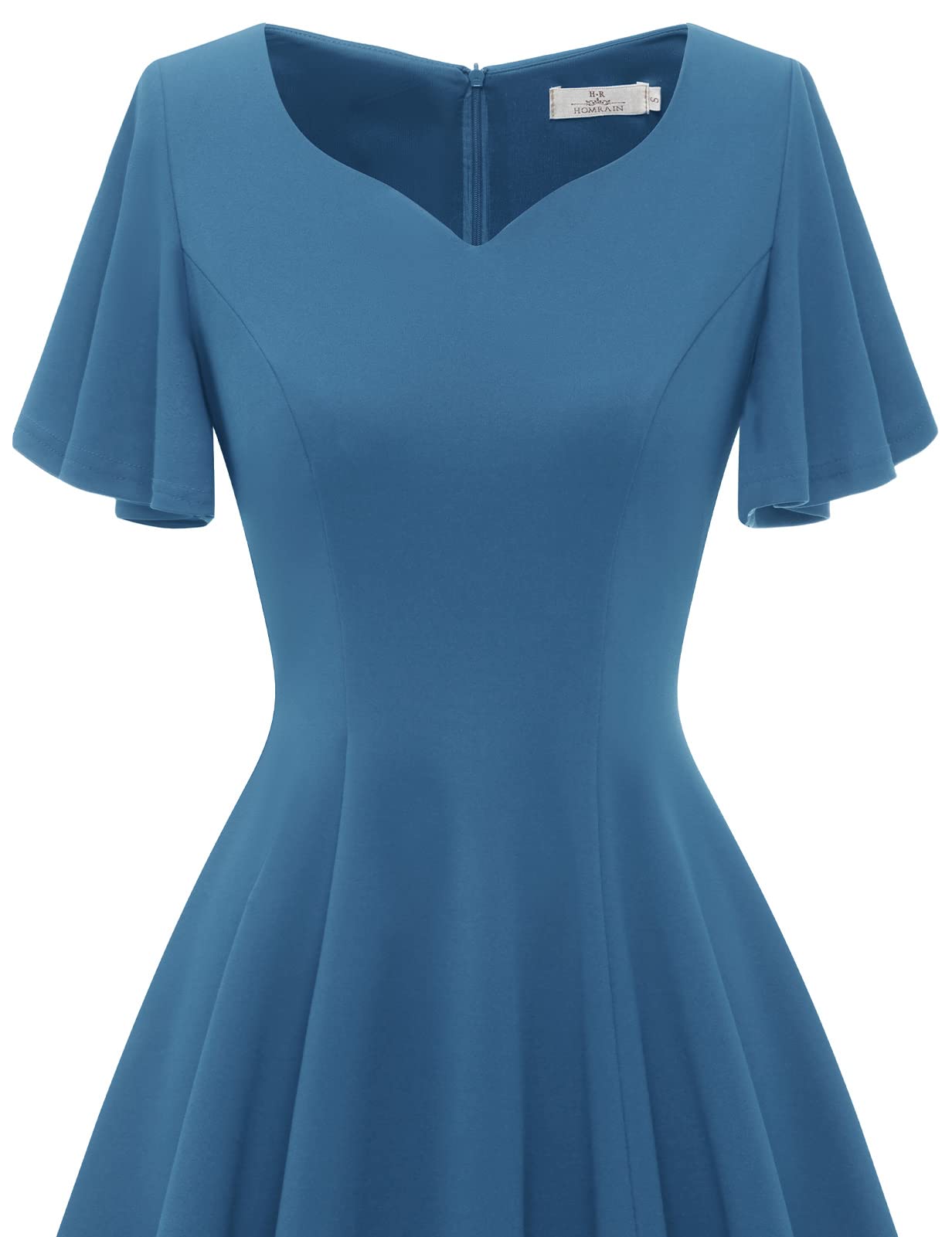 HomRain Vestidos de cóctel de manga con volantes para invitados de boda, vestido de fiesta largo hasta el té