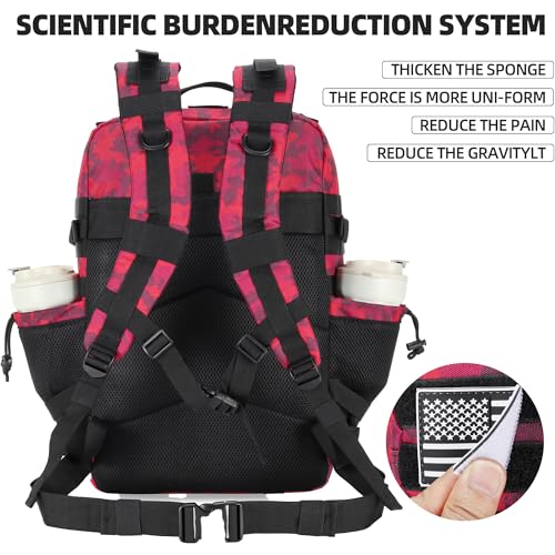 Lovelinks21 45L Tactical Assault Backpack 3 day assault pack with Molle Waterproof backpack Rucksack for Tactical Backpacks (Red CP) - Thumbnail 5