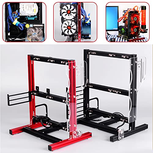 Chasis abierto para PC DIY ATX/Micro-ATX/Mini-ITX, estructura de aluminio y acrílico, diseño sin caja, refrigeración por aire o líquida, color rojo miniatura 4