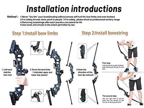 Vogbel Archery 51" Takedown Recurve Bow And Arrows Set For Adults 30 40 Lb Right Hand Longbow Kit Metal Riser For Hunting Shooting(Silver,40Lb) #TOP6