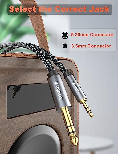 Cable de audio estéreo 3.5mm a 6.35mm VANAUX 1m miniatura 3