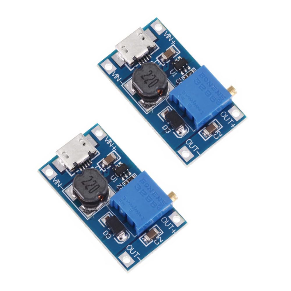 Hexonix MT3608 Micro USB DC-DC Step-Up Boost Converter Module, 2 V-24 V to 5 V-28 V, Up to 2 A Output-image-45