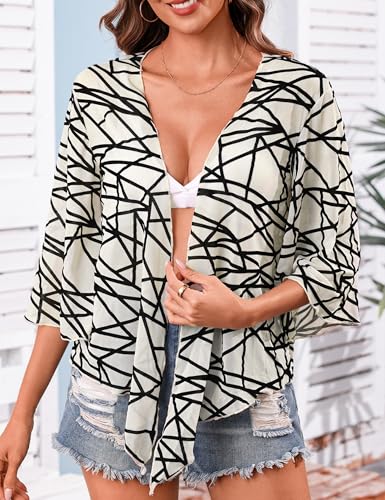 Image of Totatuit Women's Short Cardigan Bolero Sheer Shrug Tie Open Front Bell Sleeve Summer Cropped Bolero Cardigan