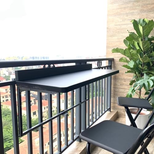 Adjustable Balcony Folding Table Space-Saving Outdoor Wall-Mounted Railing Table Weatherproof and Durable Patio Furniture