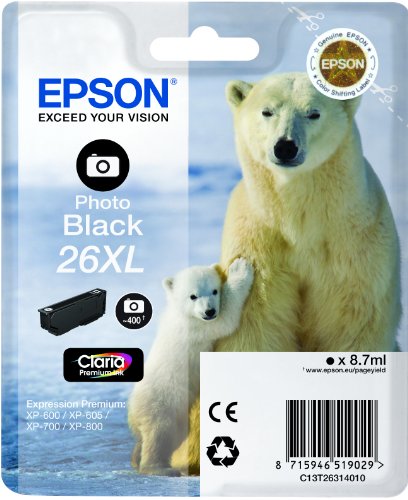 Cartouche Epson Ours Polaire encre noire photo XL pour imprimante XP-600 et XP-800