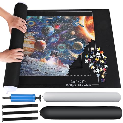 ZOYIDOUX Puzzlematte Puzzlerolle Puzzelmatten für Puzzle bis 1500 1000 500 leicht zu lagern und zu transportieren Riesenfilzmatte zur Aufbewahrung von Puzzles(66 * 118cm)