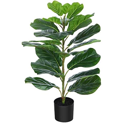 CROSOFMI 30" Artificial Fiddle Leaf Fig Tree/Fake Ficus Lyrata Plant with 21 Leaves Faux Plants in Pot for Indoor House Home Office Modern Decoration Perfect Housewarming Gift Cover